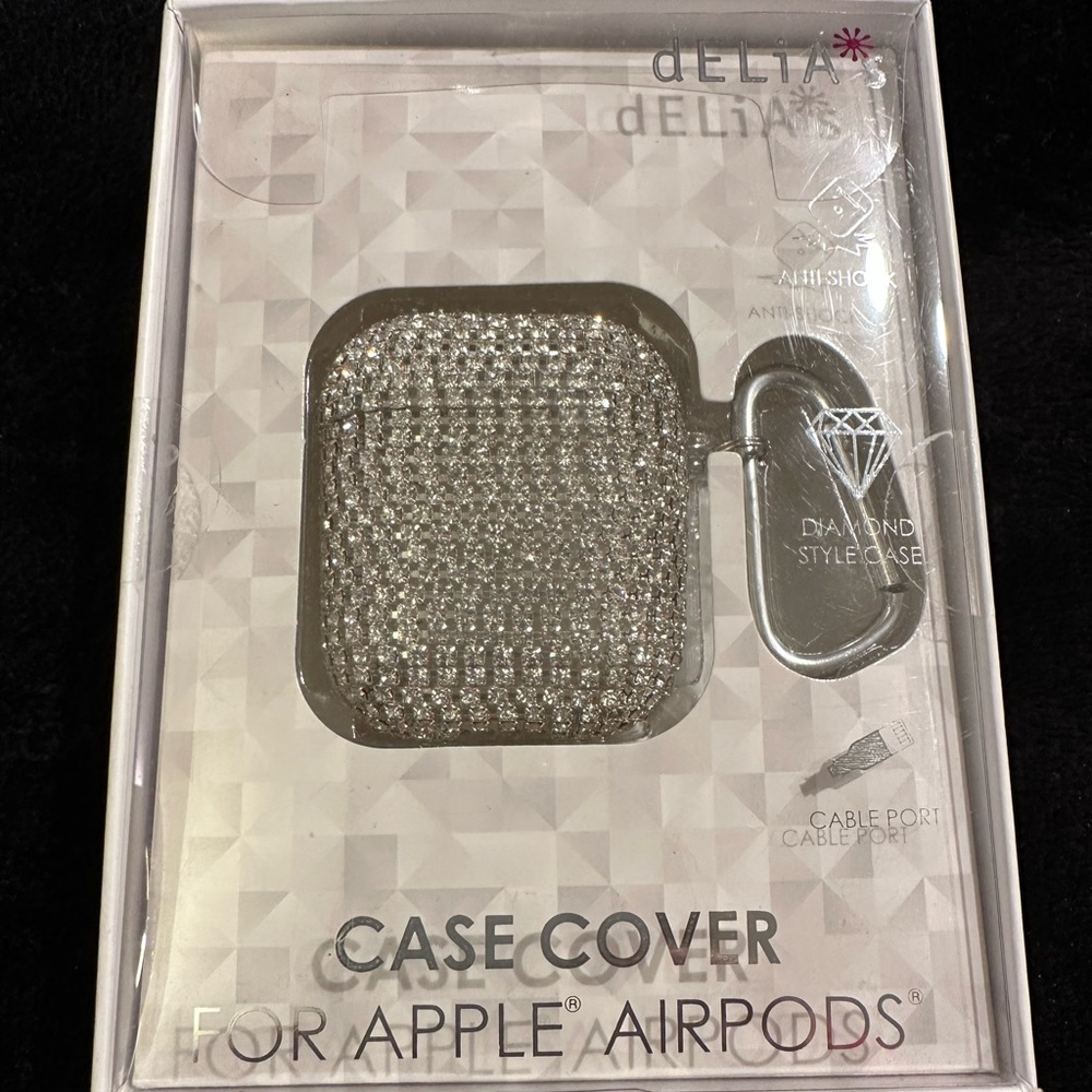 Delta Diamond Style Silver Case Cover for Apple AirPods